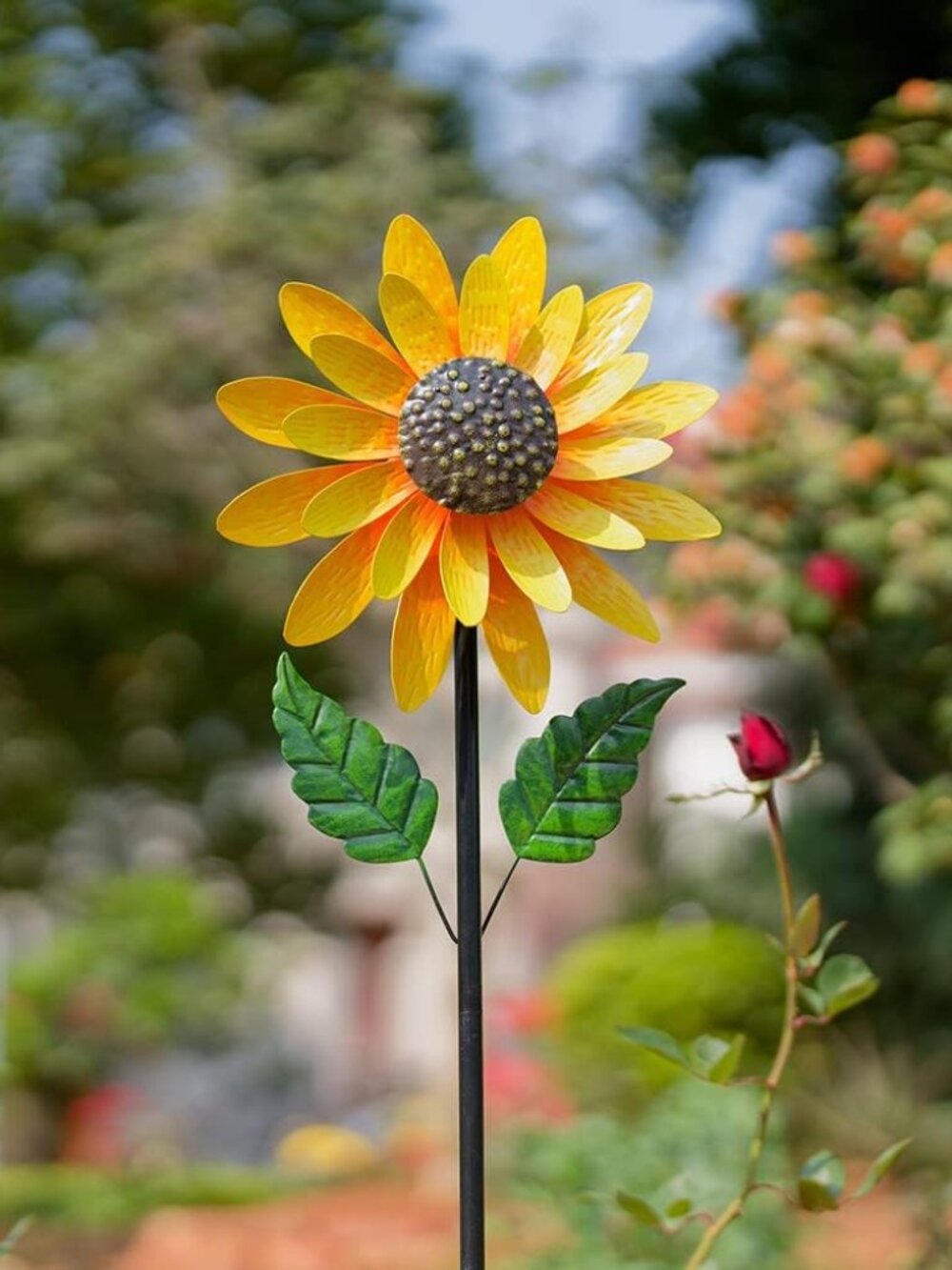 Sunflower Wind Spinner, 56" Metal Wind Spinner with Stake, Wind Spinners for Yar